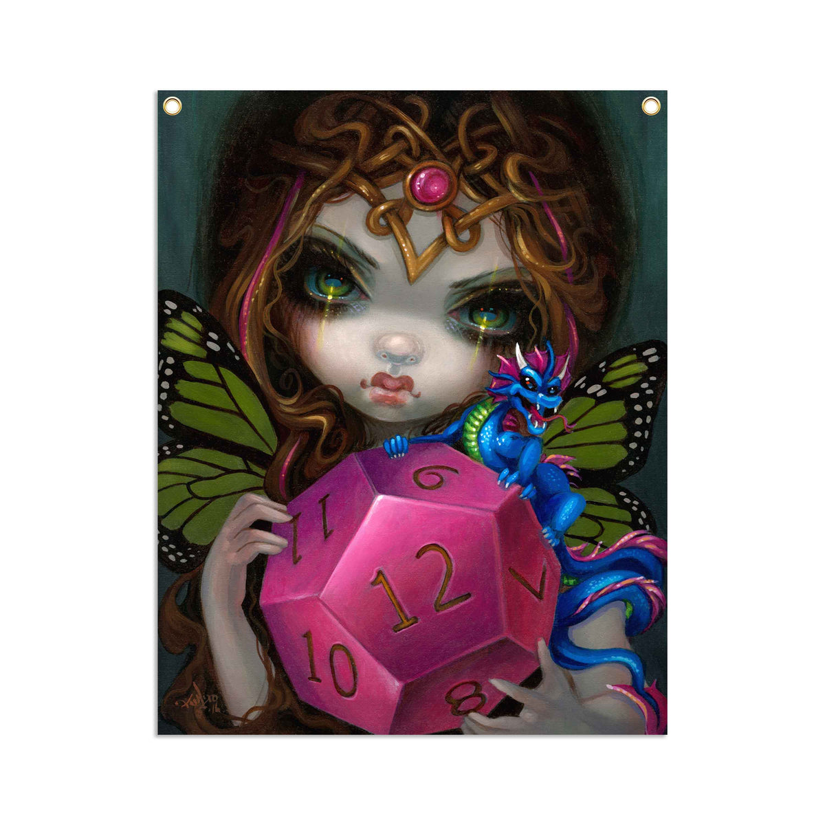 12 Sided Dice Fairy - Fabric Banner - artistvsart