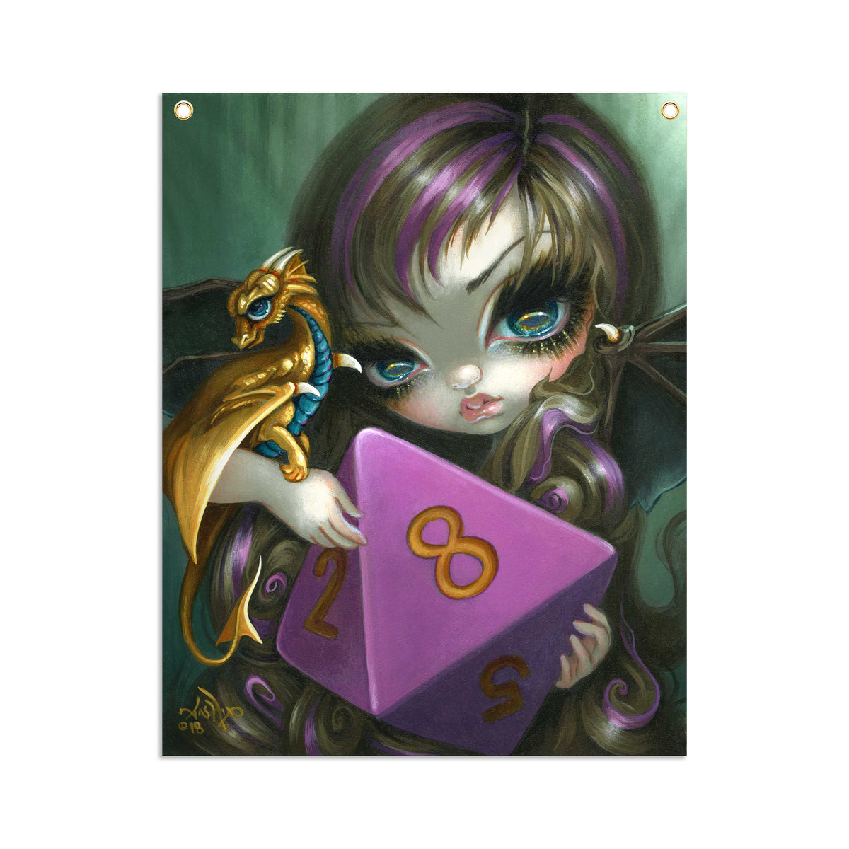 8 Sided Dice Fairy - Fabric Banner - artistvsart