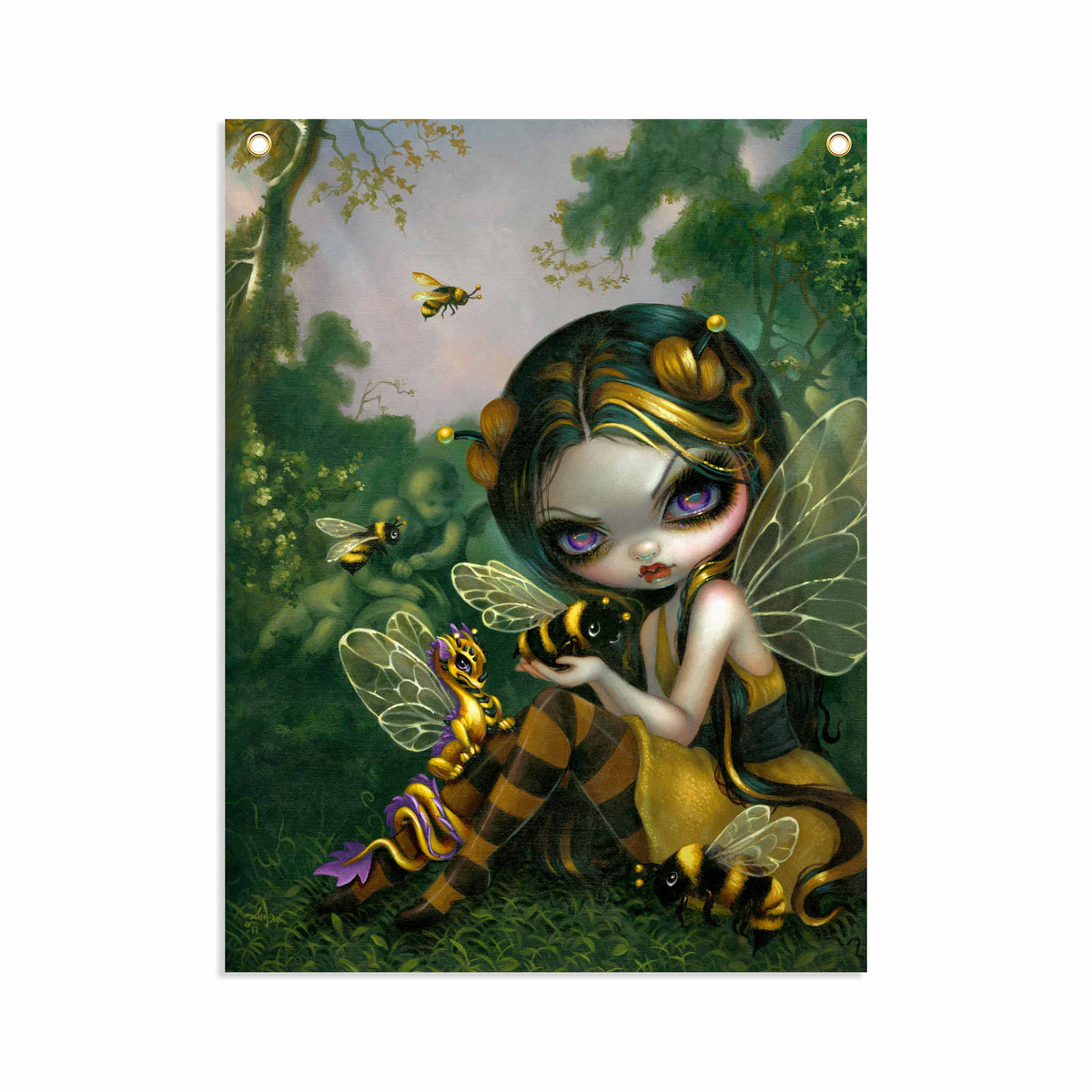 Bumblebee Dragonling - Fabric Banner - artistvsart