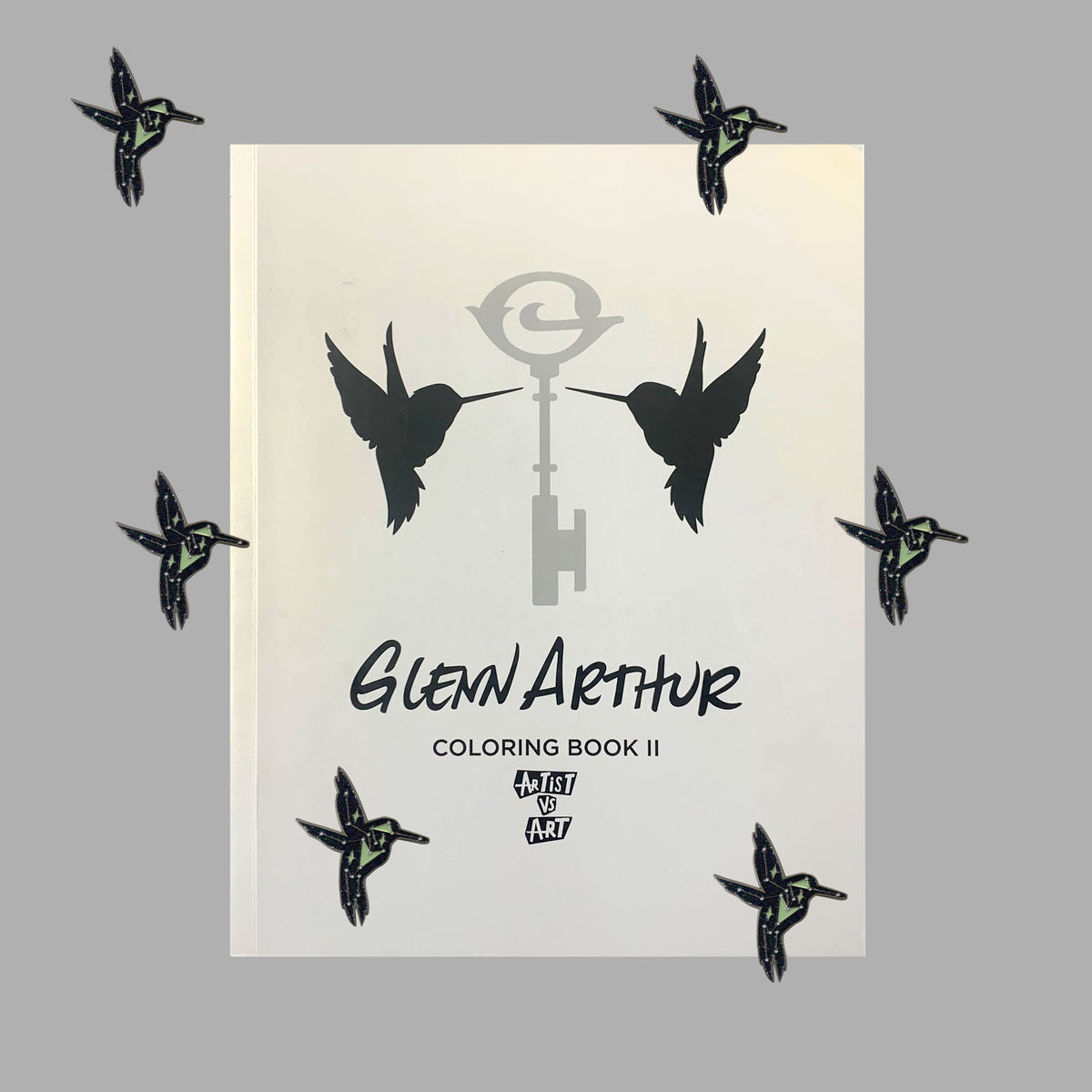 Combo Glenn Arthur Coloring Book II (No.2) and One Constellation Hummingbird Pin
