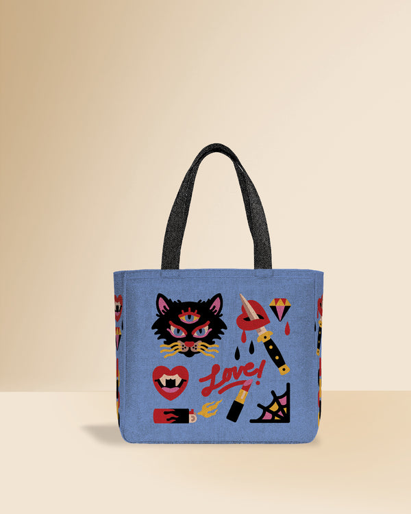 Rik Lee LOVE CATS Padded Carry Bag – Structured Zip Tote (Fits 16" Laptop)