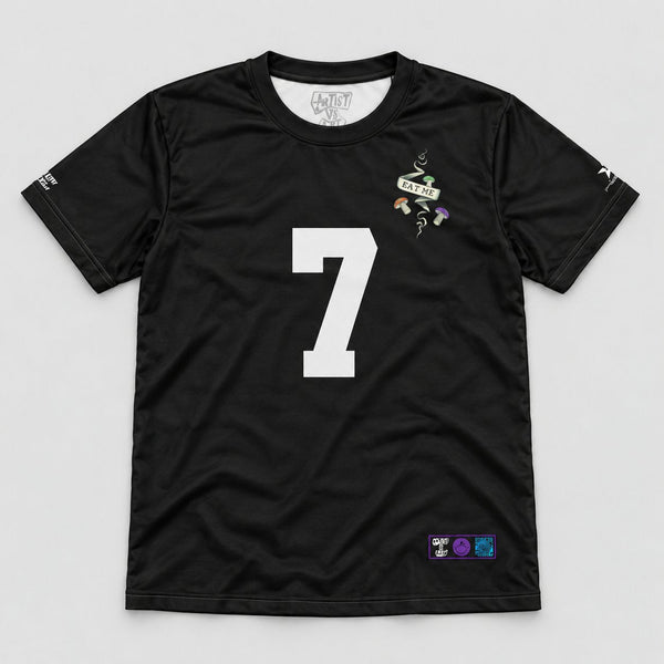 Jasmine Becket-Griffith jersey flat lay front with Artist vs Art inside neck label