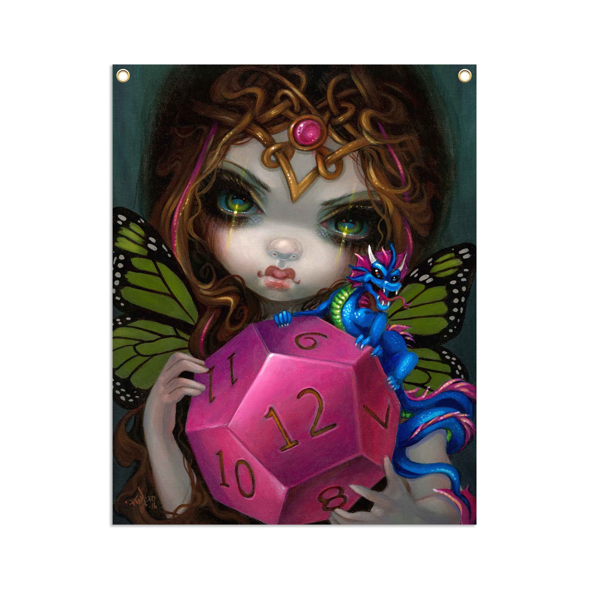 12 Sided Dice Fairy - Fabric Banner - artistvsart