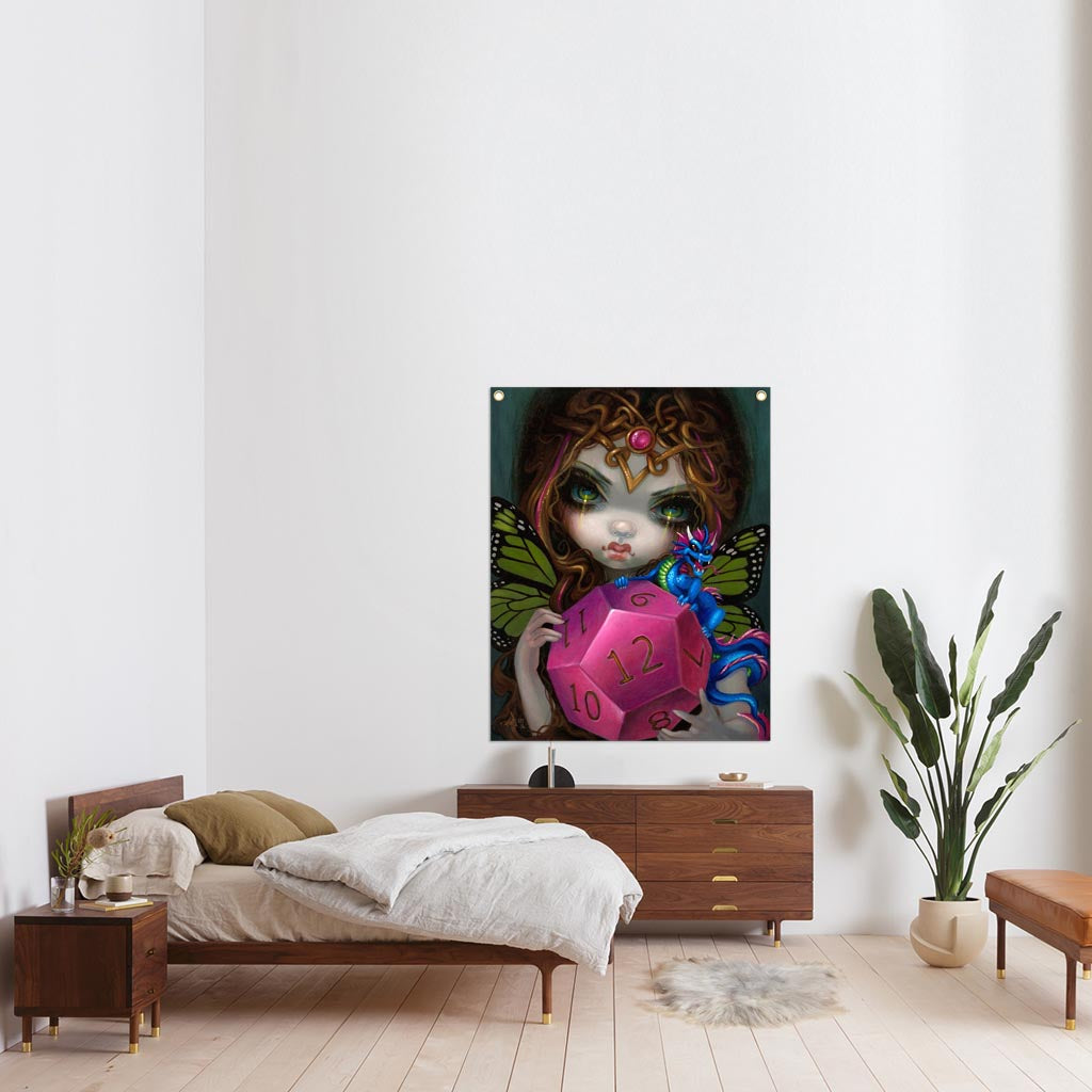 12 Sided Dice Fairy - Fabric Banner - artistvsart