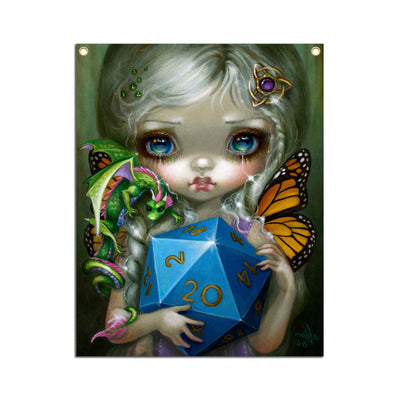 20 Sided Dice Fairy - Fabric Banner - artistvsart