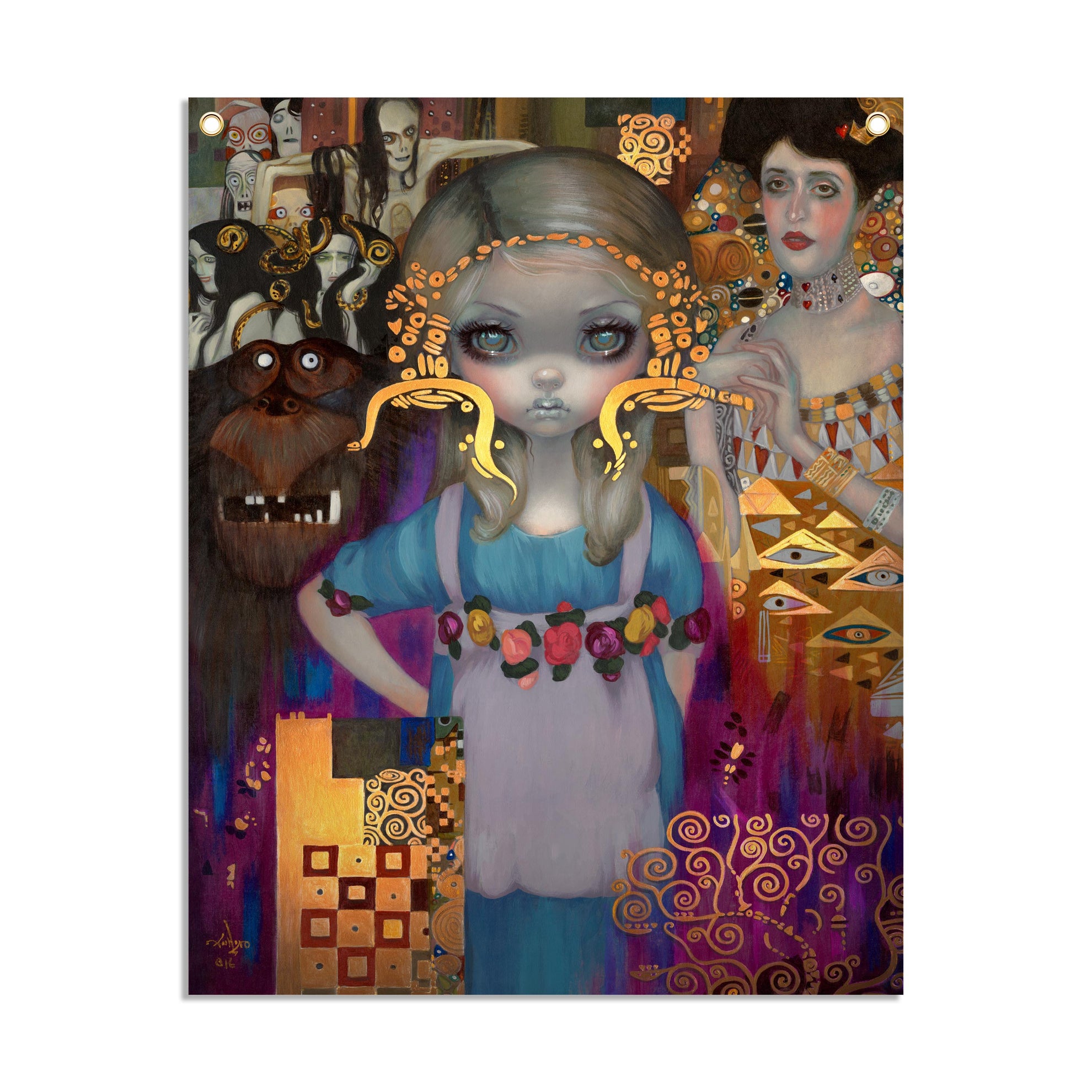 Alice In A Klimt Dream - Fabric Banner - artistvsart