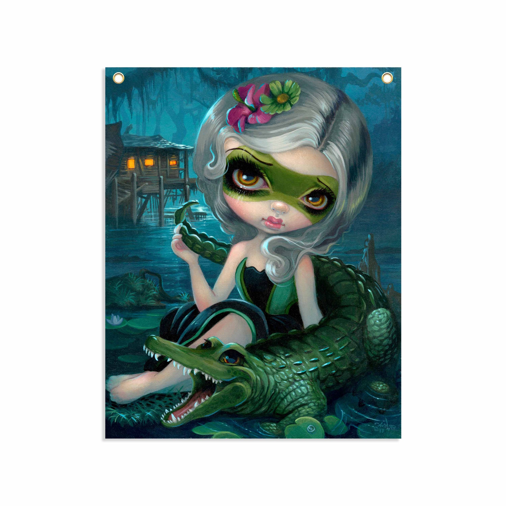 Alligator Girl - Fabric Banner - artistvsart