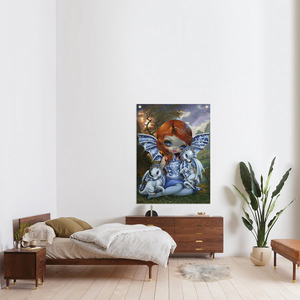 Blue Willow Dragonlings - Fabric Banner - artistvsart