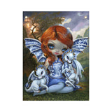 Blue Willow Dragonlings - Fabric Banner - artistvsart