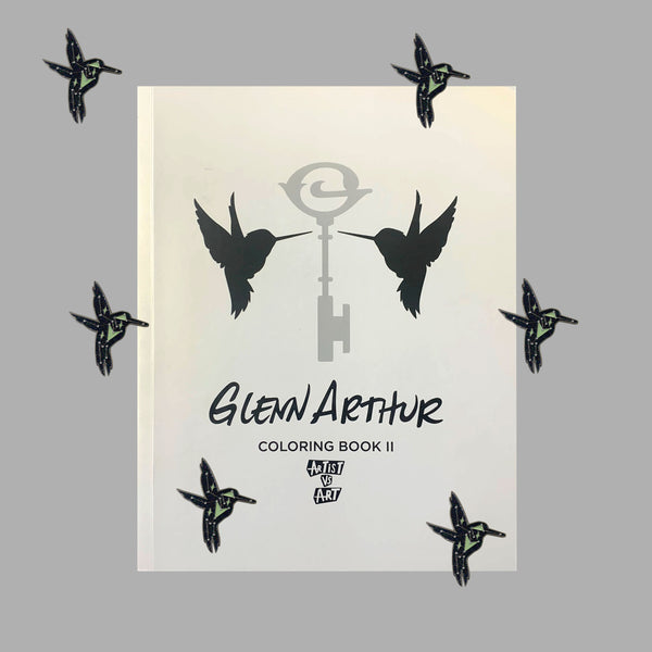 Combo Glenn Arthur Coloring Book II (No.2) and One Constellation Hummingbird  Pin