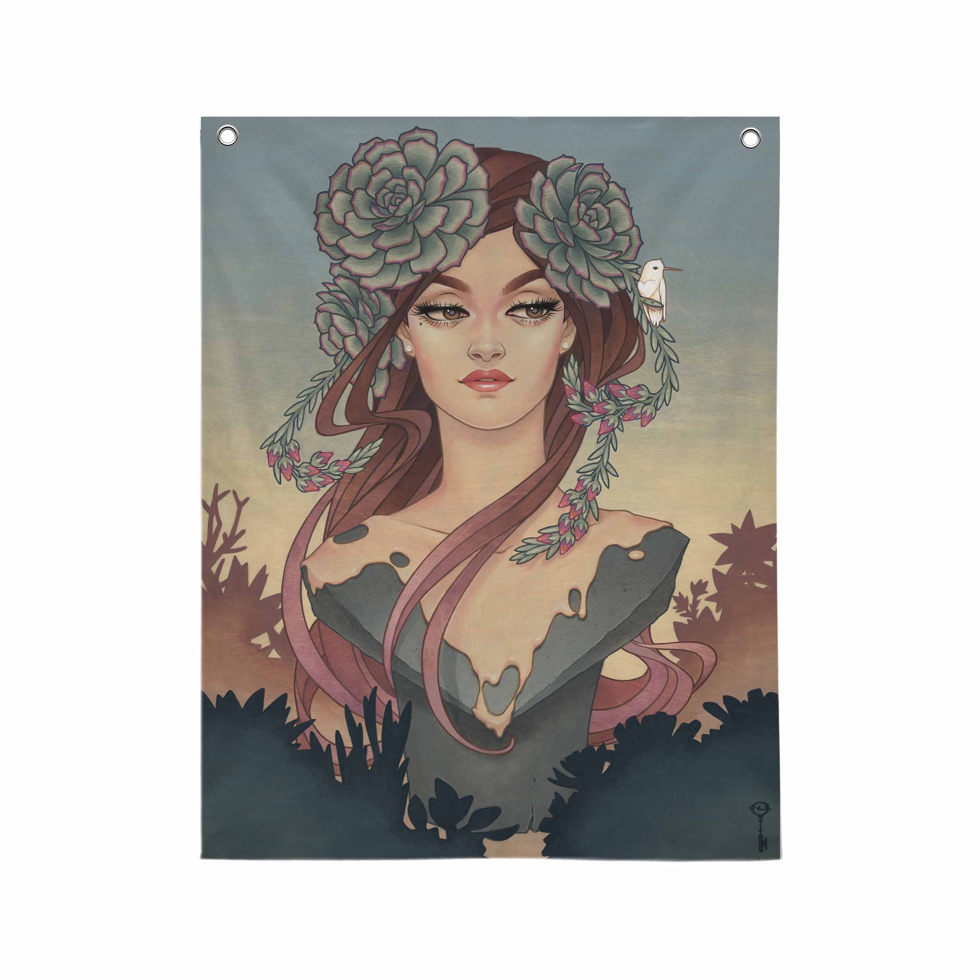 Blushing  Bloom  - Fabric Banner - artistvsart